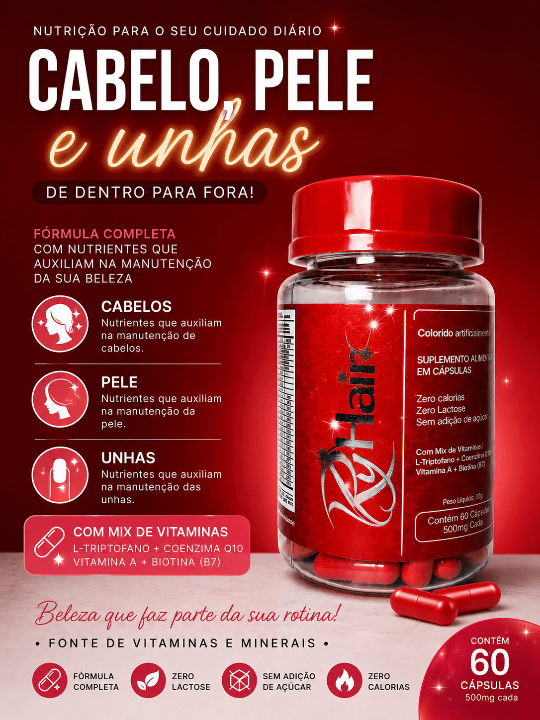RyHair — Cabelo, Pele e Unhas (60 cápsulas) — miniatura 3